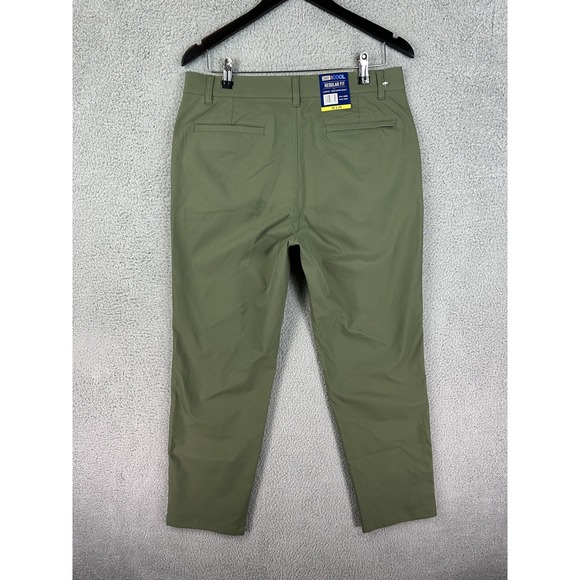 32 Degrees Cool Golf Chino Pants Men 32x29 Green Regular Fit Stretch Performance - Picture 2 of 9